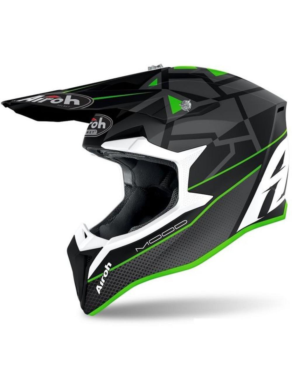 Шлем кросс AIROH Wraap Mood Green Matt